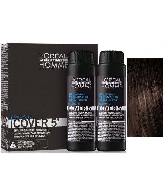 Покрытие седины для мужчин LOreal Homme Cover 5, 50 мл 5 Светлый шатен натуральный