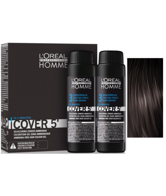 Покрытие седины для мужчин LOreal Homme Cover 5, 50 мл 3 Темный шатен натуральный