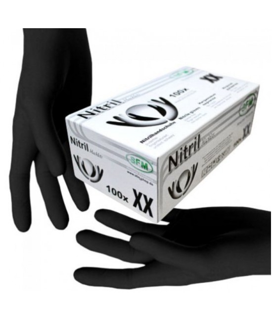 Перчатки нитриловые черные без пудры, 100 шт (пл 3.8) размер L