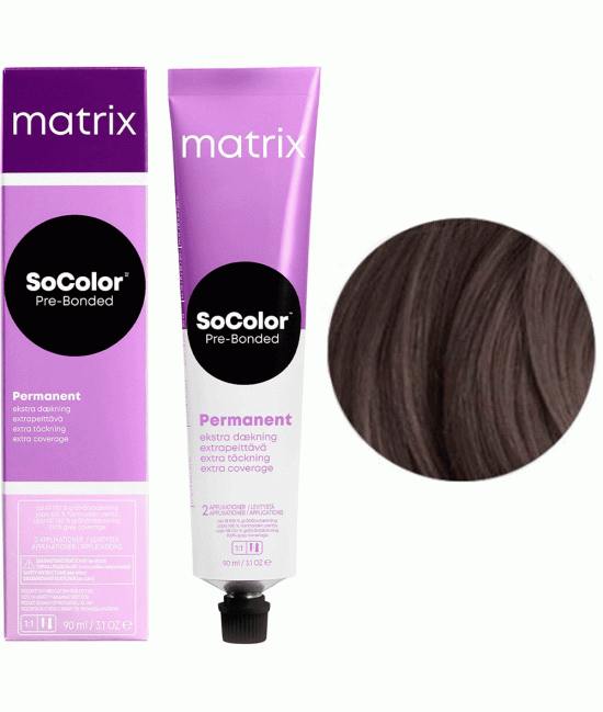 Краска Matrix SoColor Extra Coverage для высокоэффективного 100% закрашивания седины 504NW Extra Coverage Шатен натуральный теплый
