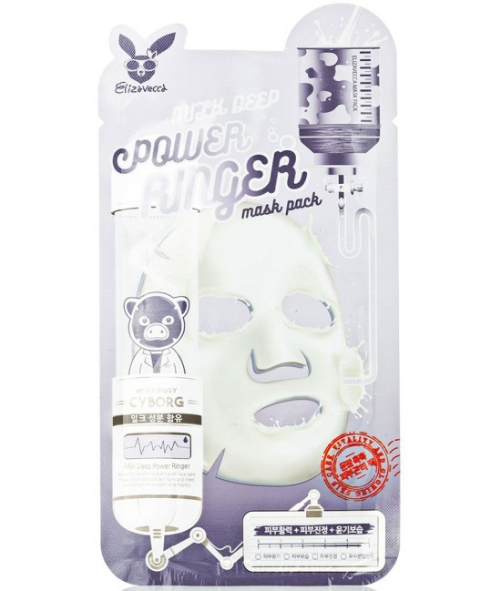 Тканевая маска молочно-цветочная Elizavecca Milk Deep Power Ring Mask Pack